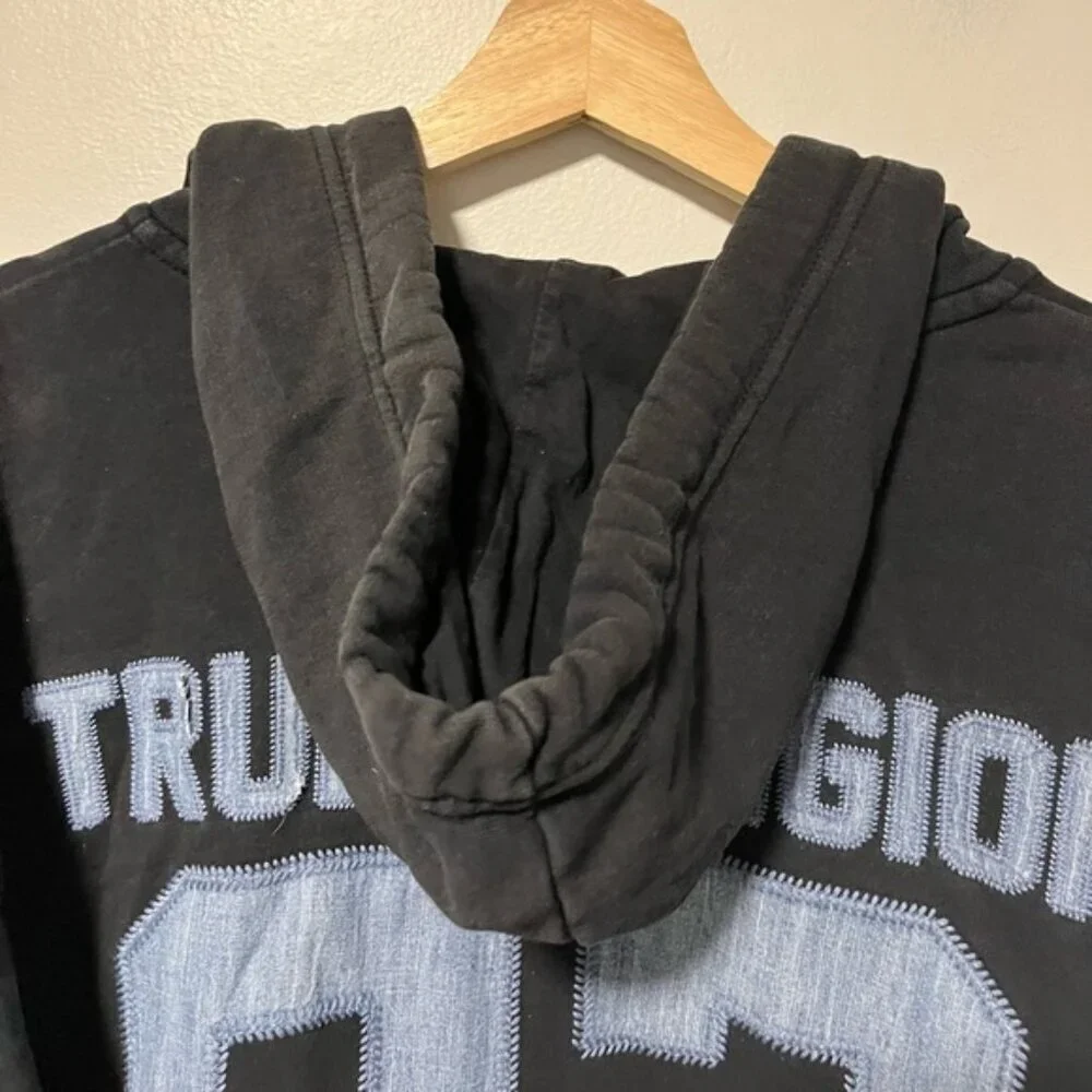 True Religion Black Zip Up Hoodie Size 2XL
